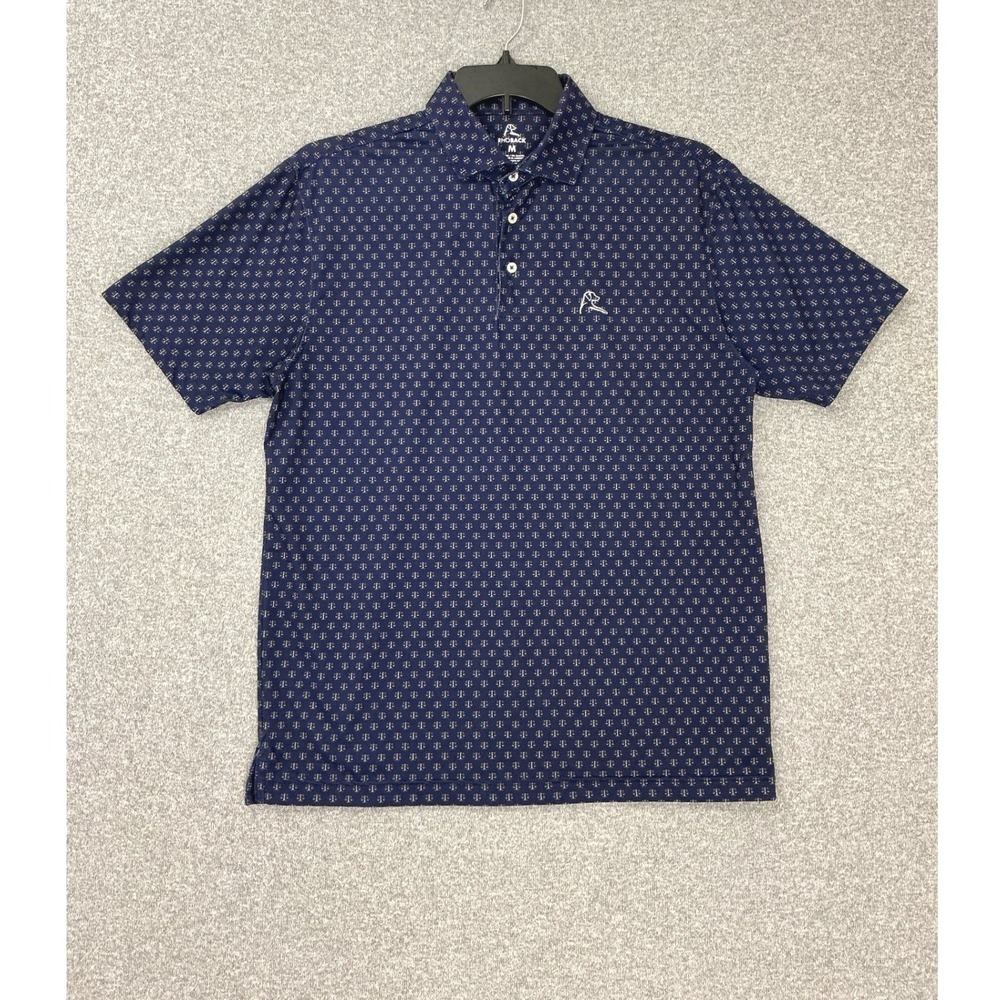 Rhoback The Legal Eagle Polo Mens M Navy Blue Scales of Justice Performance Golf